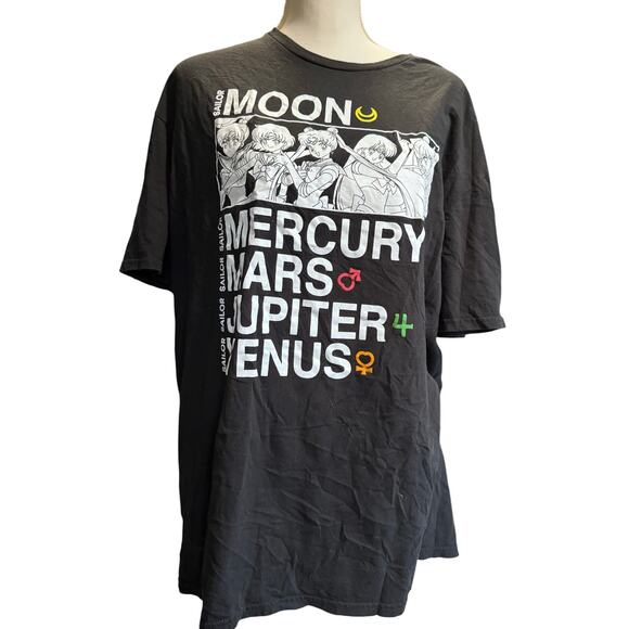 BLACK SHORT SLEEVE 2XL SAILOR MOON PLANETS TSHIRT VINTAGE COTTON COSPLAY ANIME - Picture 3 of 5